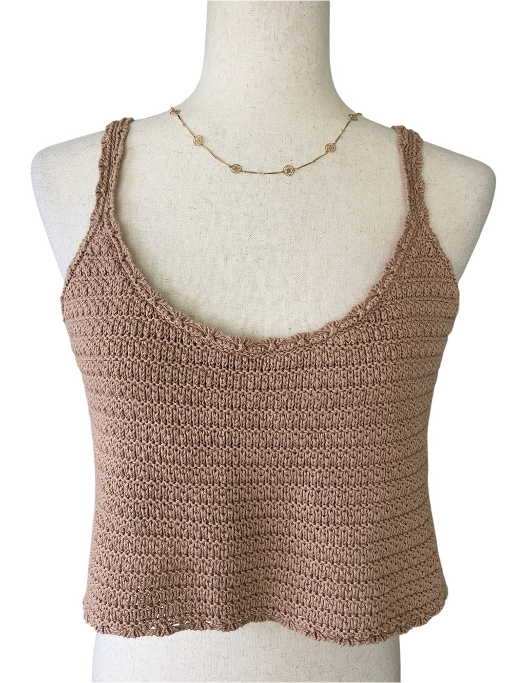 Aerie cotton crochet cropped tank top